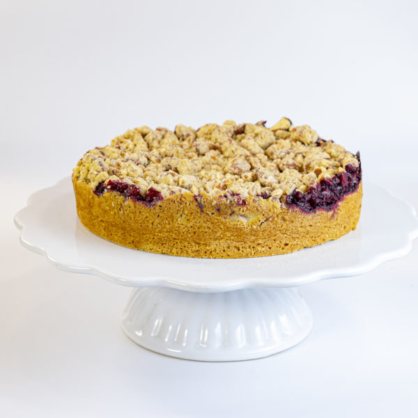 Streusel de frambuesa arandano mora